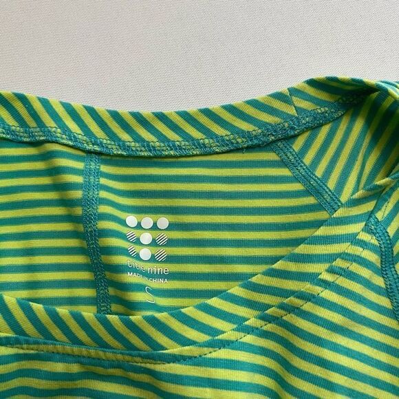 Title Nine Womens Short Sleeve Vibe Tee T-Shirt Size Small Teal Yellow Striped - Picture 5 of 7